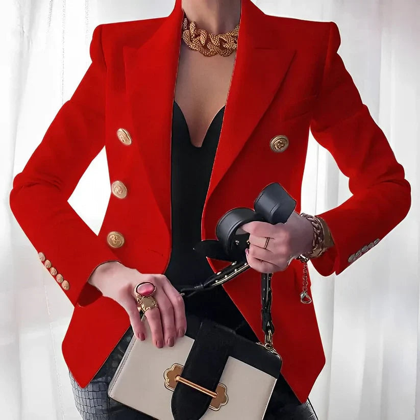 Dames Tailored Blazer met Gouden Knopen voor Elegante Look