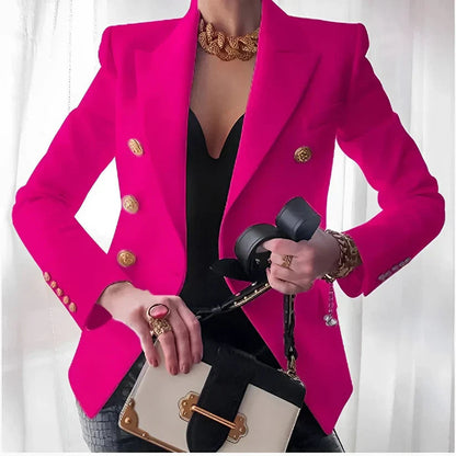Dames Tailored Blazer met Gouden Knopen voor Elegante Look