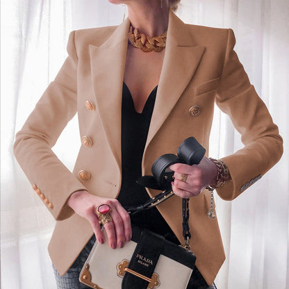 Dames Tailored Blazer met Gouden Knopen voor Elegante Look
