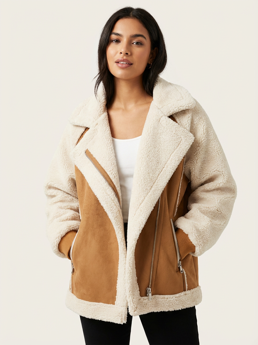 Dames Teddy Jas Met Suède Look En Zachte Voering
