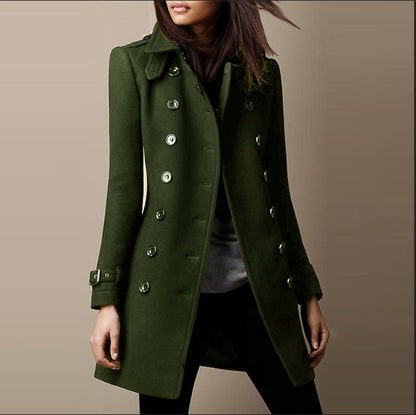 Dames Trenchcoat met Dubbele Knopen en Tailored Fit van Katoen