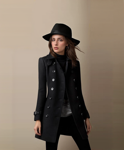 Dames Trenchcoat met Dubbele Knopen en Tailored Fit van Katoen