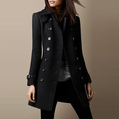 Dames Trenchcoat met Dubbele Knopen en Tailored Fit van Katoen