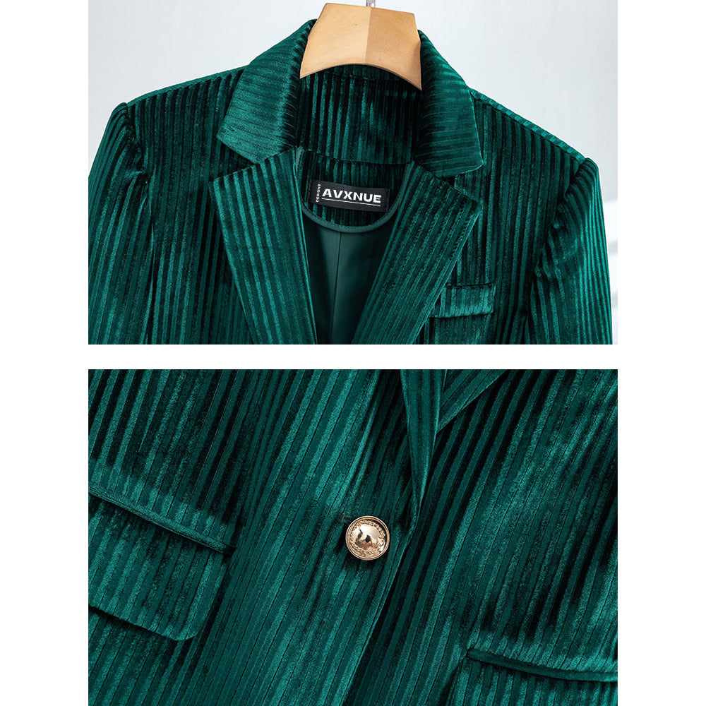 Dames Velours Curduroy Blazer met Tailored Fit en Enkele Knoopsluiting