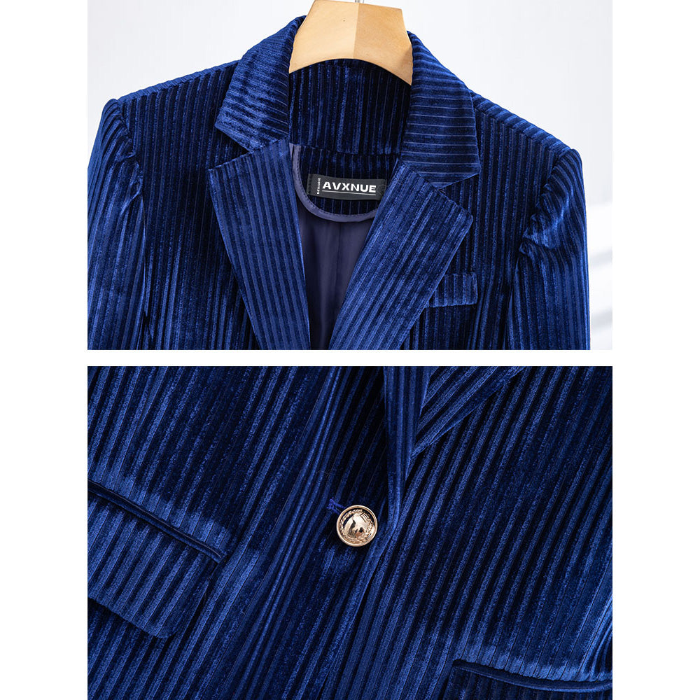 Dames Velours Curduroy Blazer met Tailored Fit en Enkele Knoopsluiting