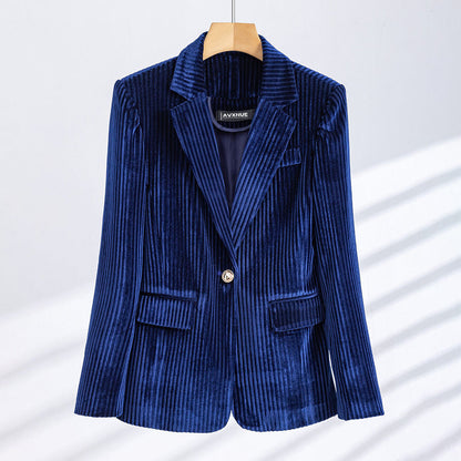 Dames Velours Curduroy Blazer met Tailored Fit en Enkele Knoopsluiting