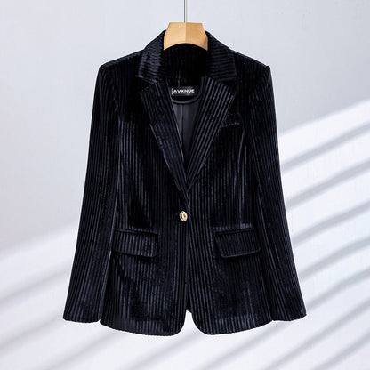 Dames Velours Curduroy Blazer met Tailored Fit en Enkele Knoopsluiting