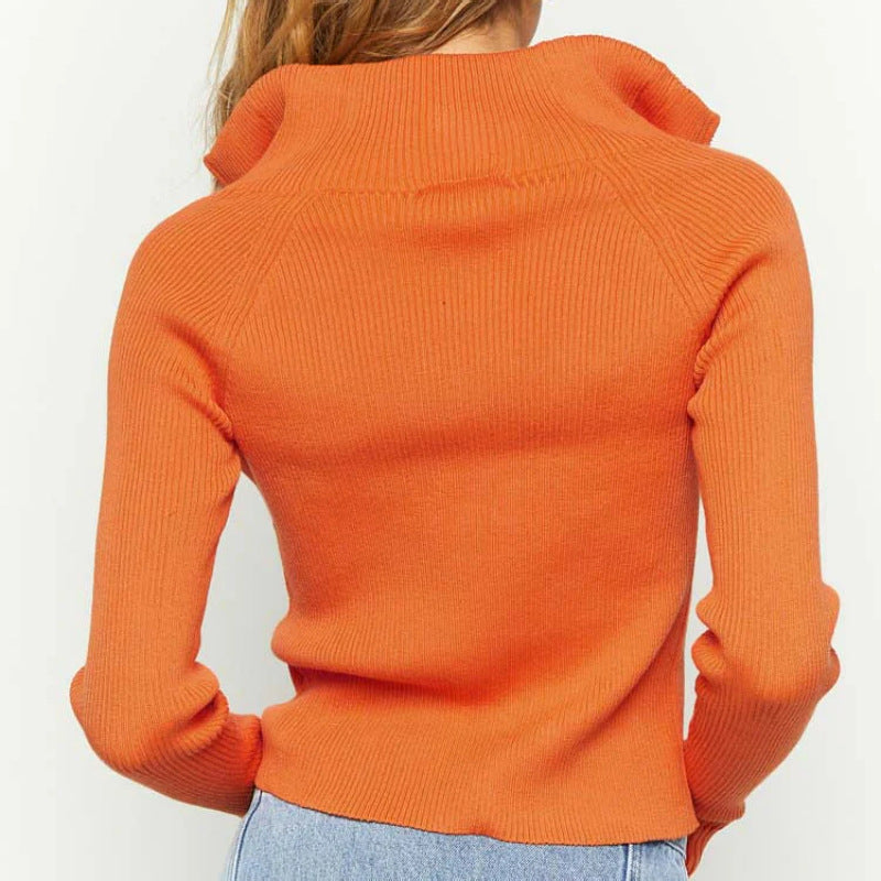 Dames Vest met Rits en Openstaande Kraag - Oranje