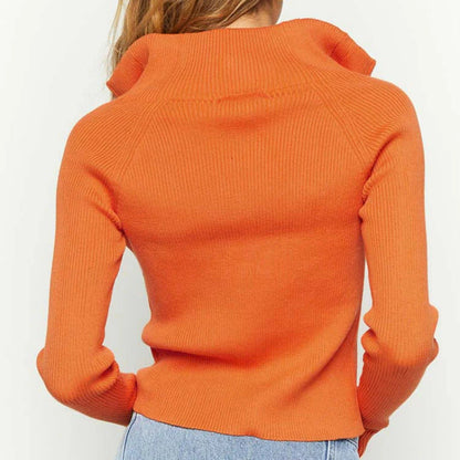 Dames Vest met Rits en Openstaande Kraag - Oranje