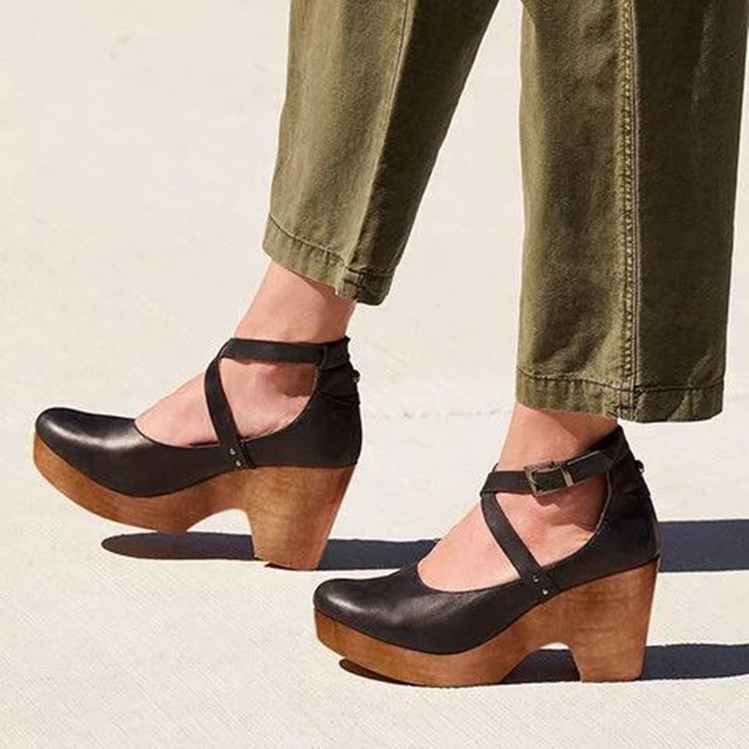 Dames Wedge Heel Sandalen met Gesloten Neus en Enkelbandje