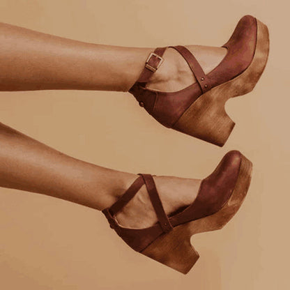 Dames Wedge Heel Sandalen met Gesloten Neus en Enkelbandje