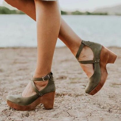 Dames Wedge Heel Sandalen met Gesloten Neus en Enkelbandje
