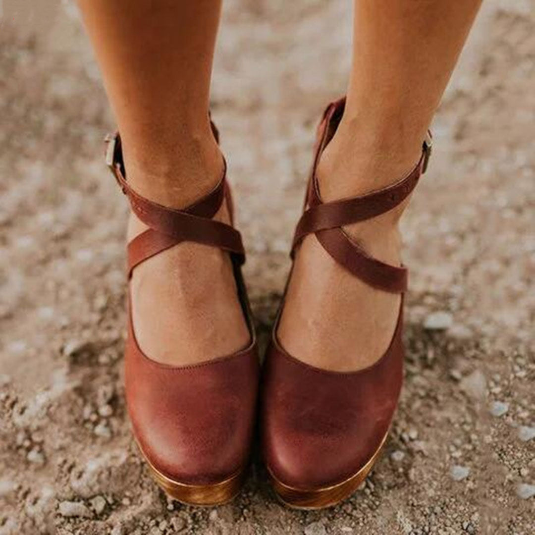 Dames Wedge Heel Sandalen met Gesloten Neus en Enkelbandje