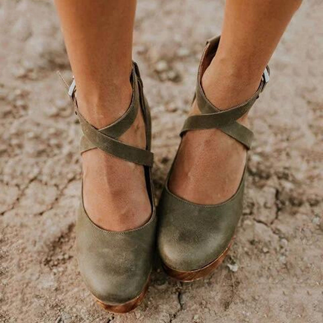 Dames Wedge Heel Sandalen met Gesloten Neus en Enkelbandje