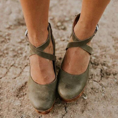 Dames Wedge Heel Sandalen met Gesloten Neus en Enkelbandje