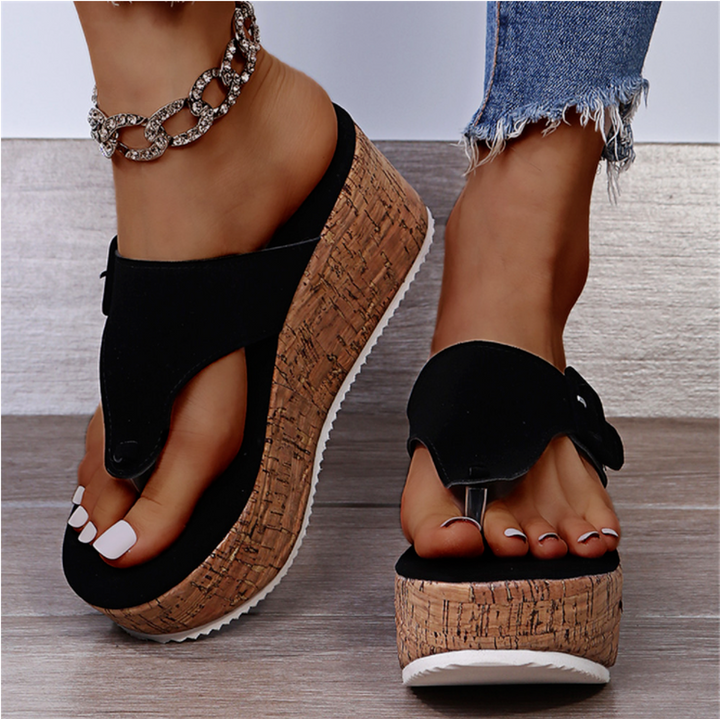 Dames Wedge Sandalen met Platformzool en Slip-On Thong Band