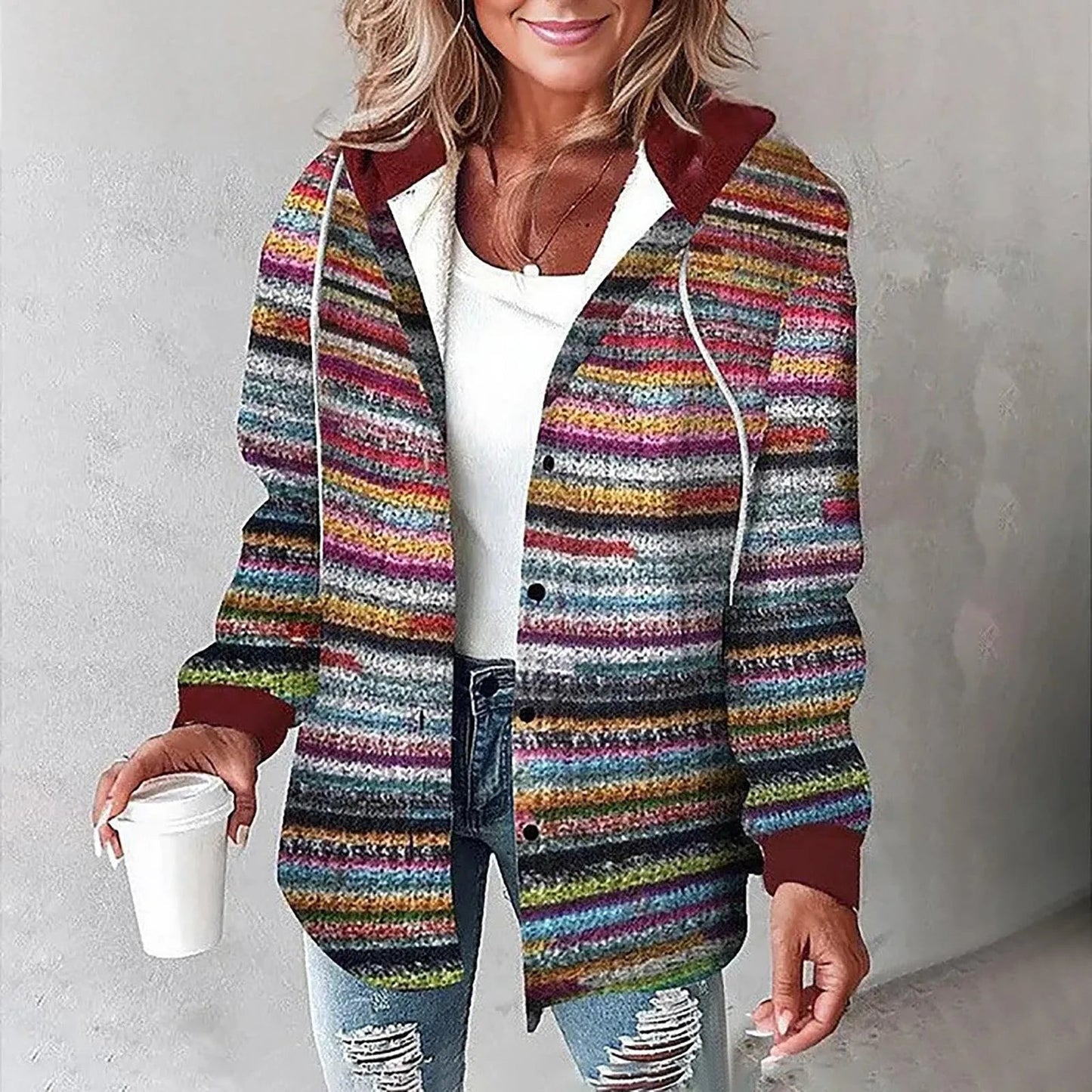 Dames Zomer Jas Vest Met Print en Capuchon voor Koele Avonden