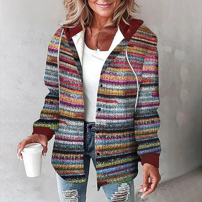 Dames Zomer Jas Vest Met Print en Capuchon voor Koele Avonden