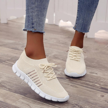 Dames comfort sneakers met ademend mesh