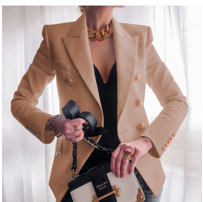 Dames double-breasted blazer met gouden knopen