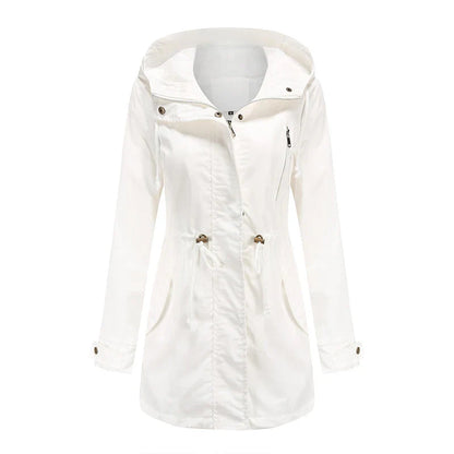 Dames katoenen trenchcoat met capuchon
