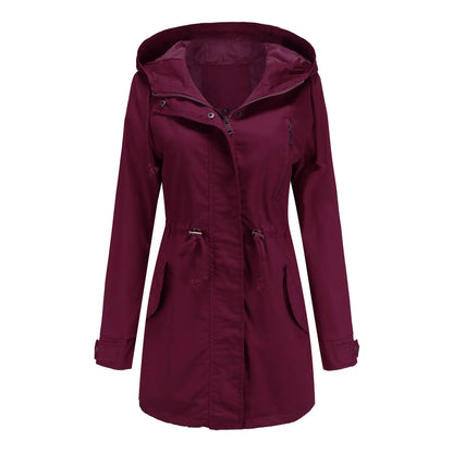 Dames katoenen trenchcoat met capuchon