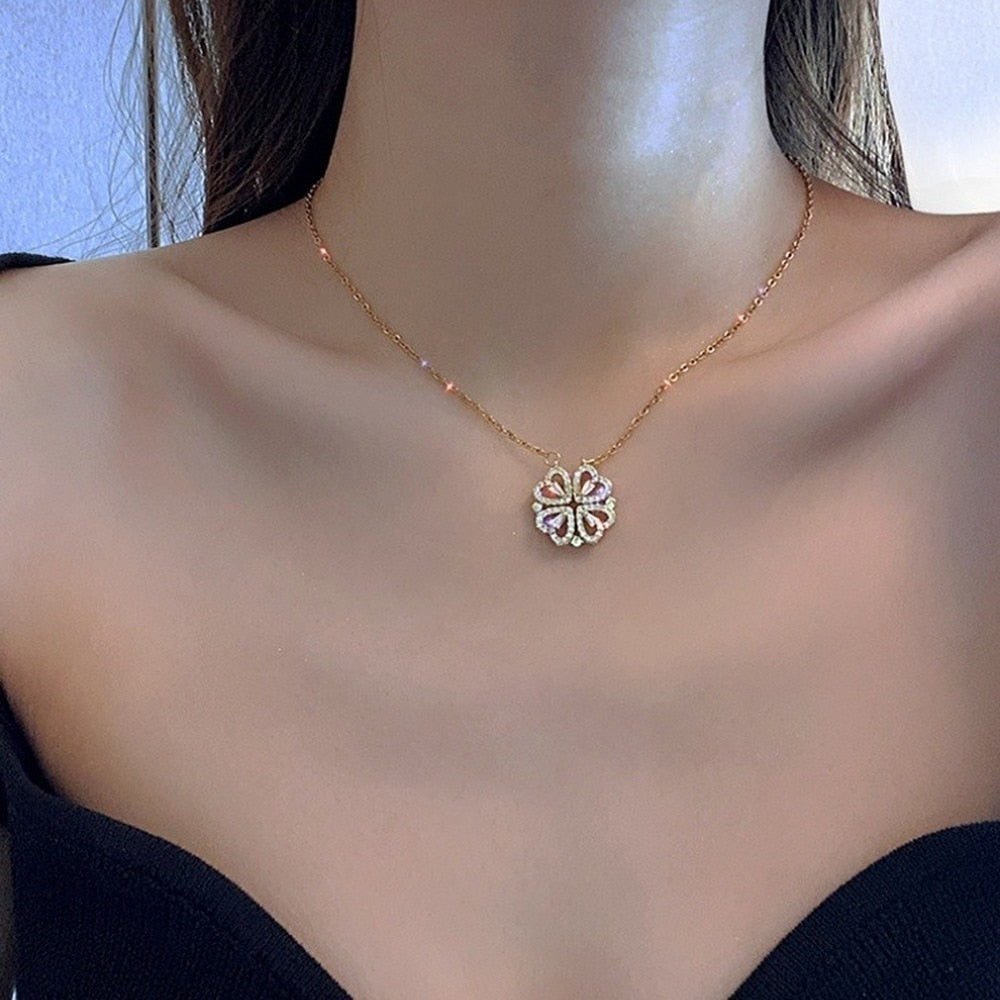 Dames ketting met klaver- en hartdetails