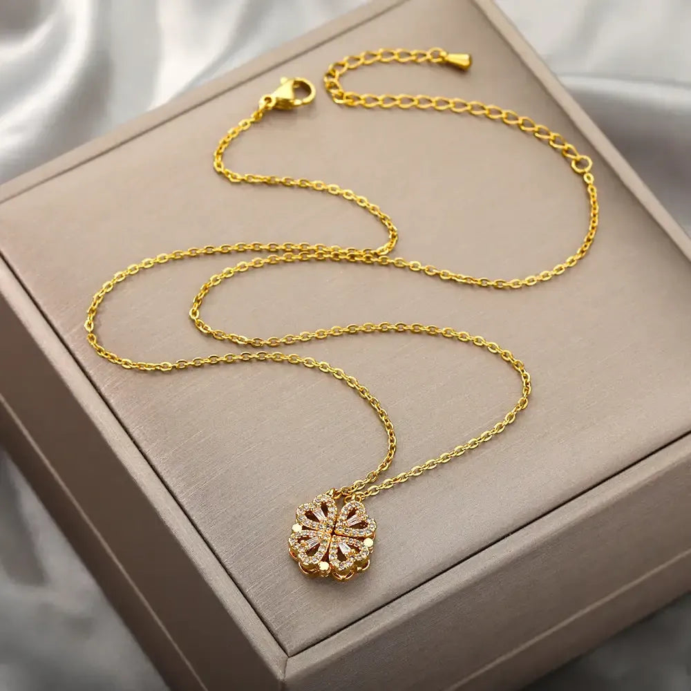Dames ketting met klaver- en hartdetails