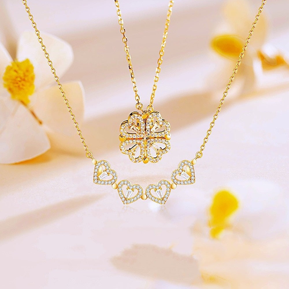 Dames ketting met klaver- en hartdetails