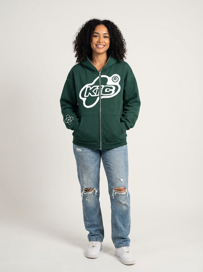 Dames oversized hoodie met rits en capuchon – streetwear stijl