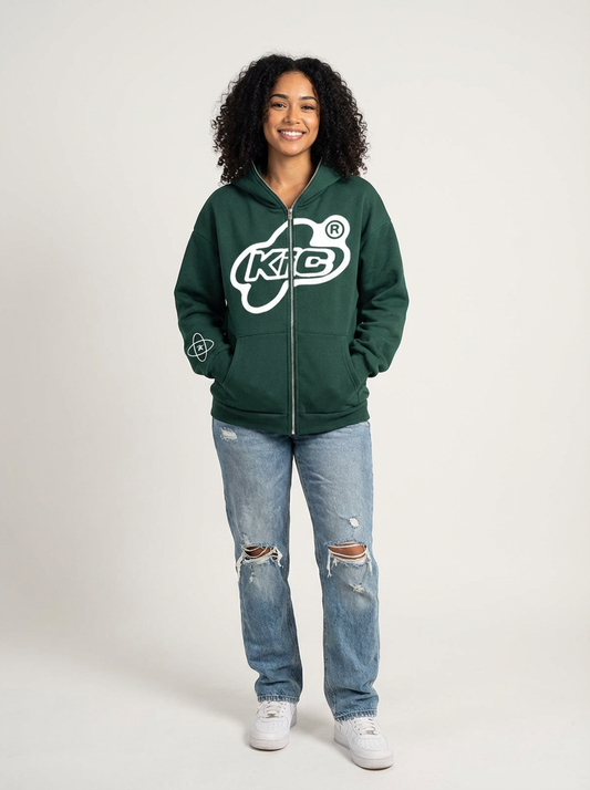 Dames oversized hoodie met rits en capuchon – streetwear stijl