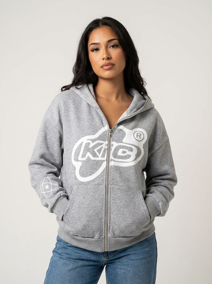 Dames oversized hoodie met rits en capuchon – streetwear stijl