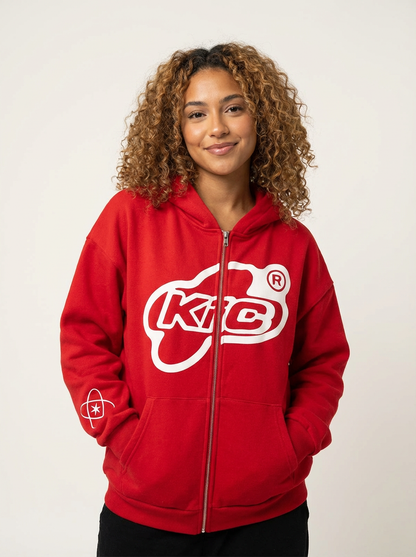 Dames oversized hoodie met rits en capuchon – streetwear stijl