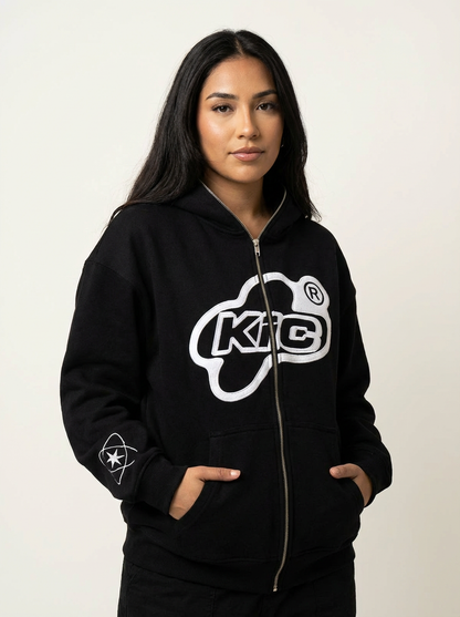 Dames oversized hoodie met rits en capuchon – streetwear stijl