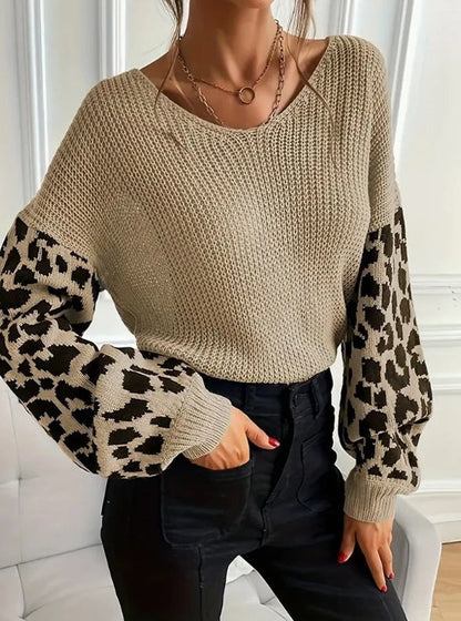 Dames trui met panterprint mouwen – Valentina