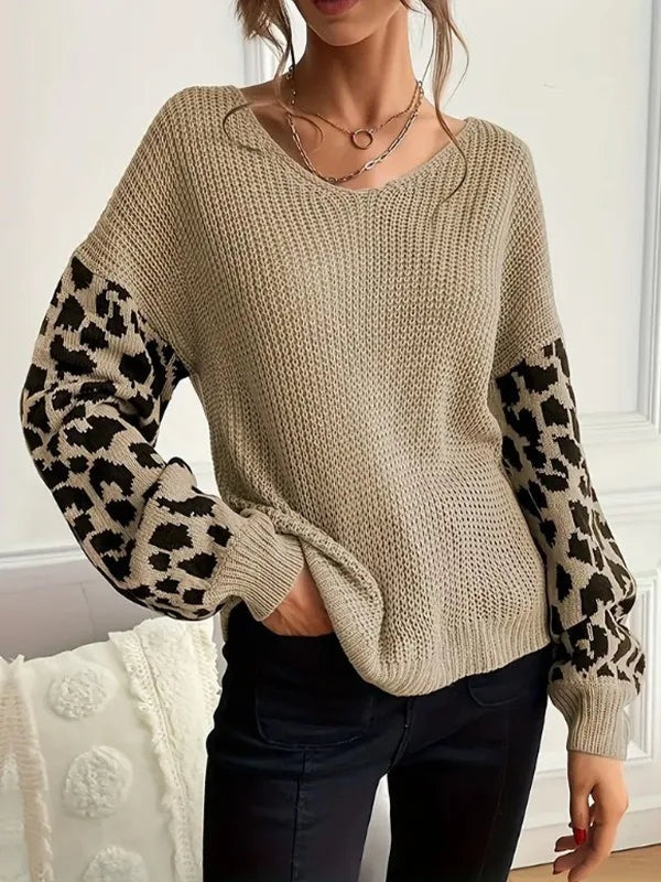Dames trui met panterprint mouwen – Valentina