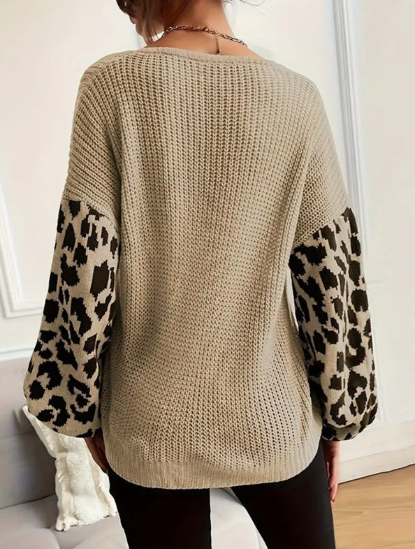 Dames trui met panterprint mouwen – Valentina