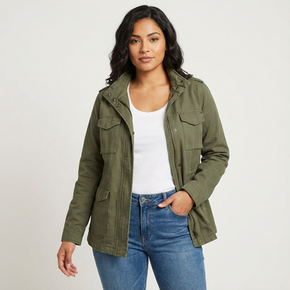 Dames utility jack met taille-accent en klepzakken
