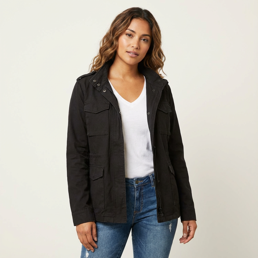 Dames utility jack met taille-accent en klepzakken