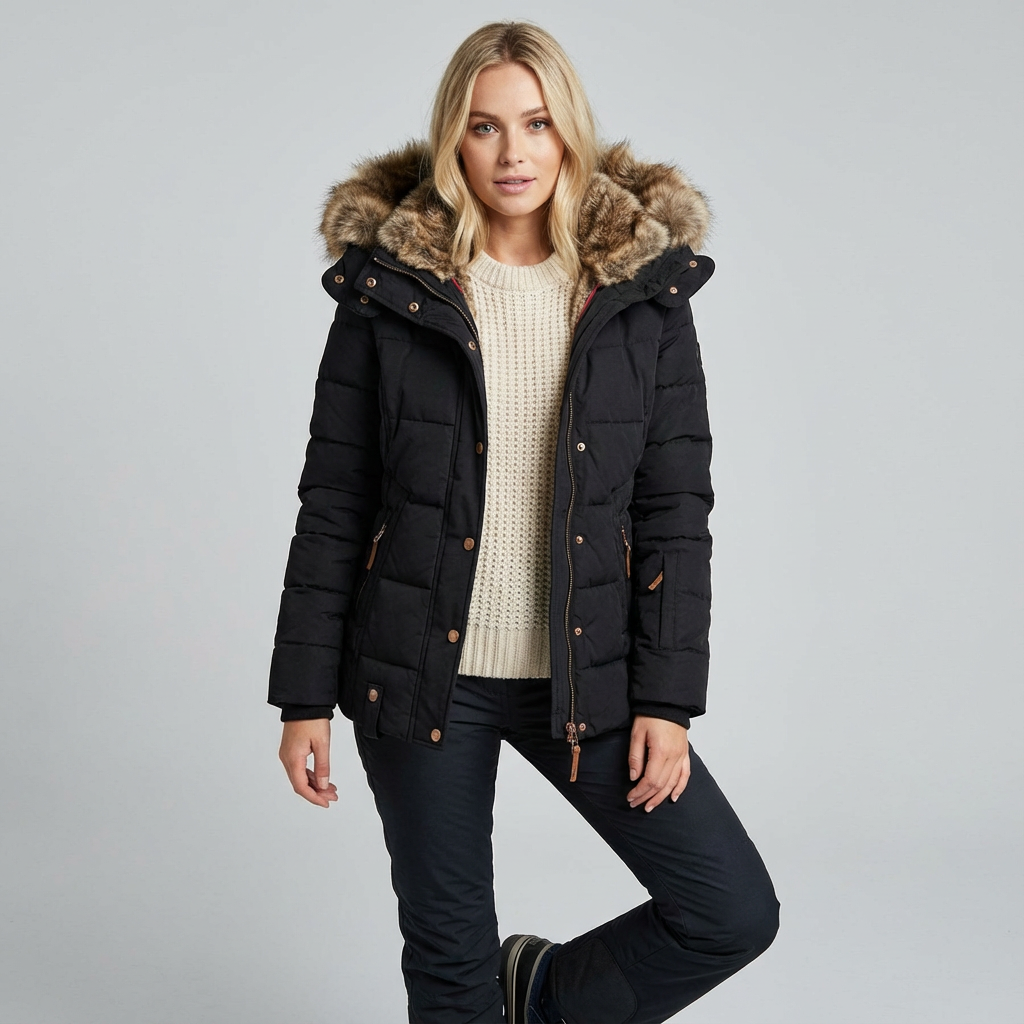 Dames winterjas met bontkraag