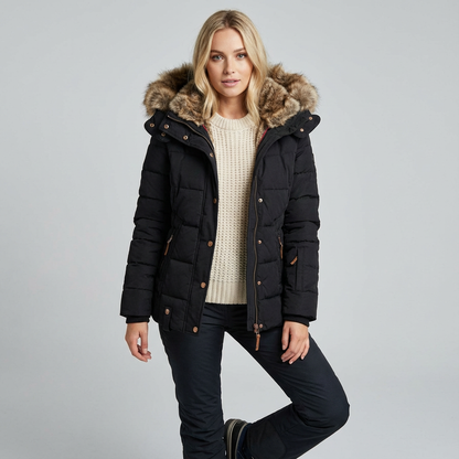Dames winterjas met bontkraag