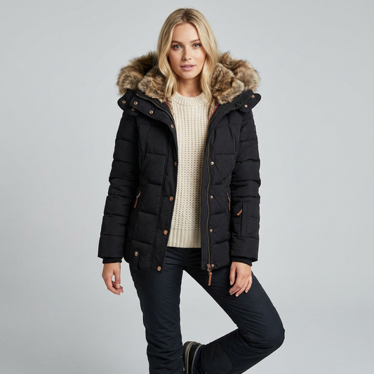 Dames winterjas met bontkraag
