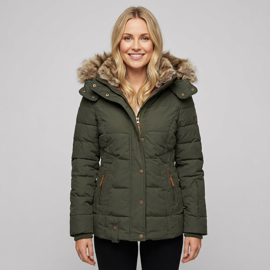 Dames winterjas met bontkraag
