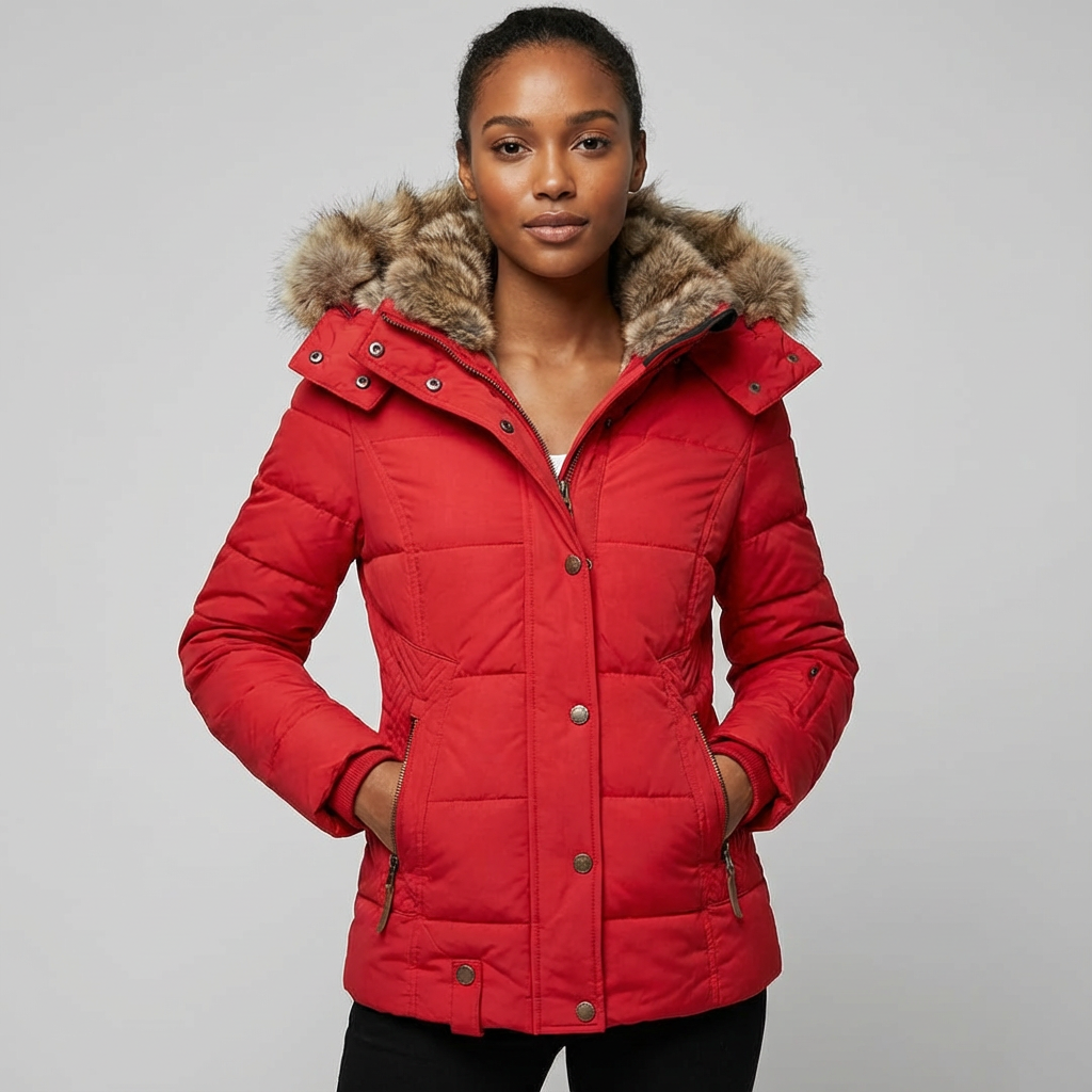 Dames winterjas met bontkraag