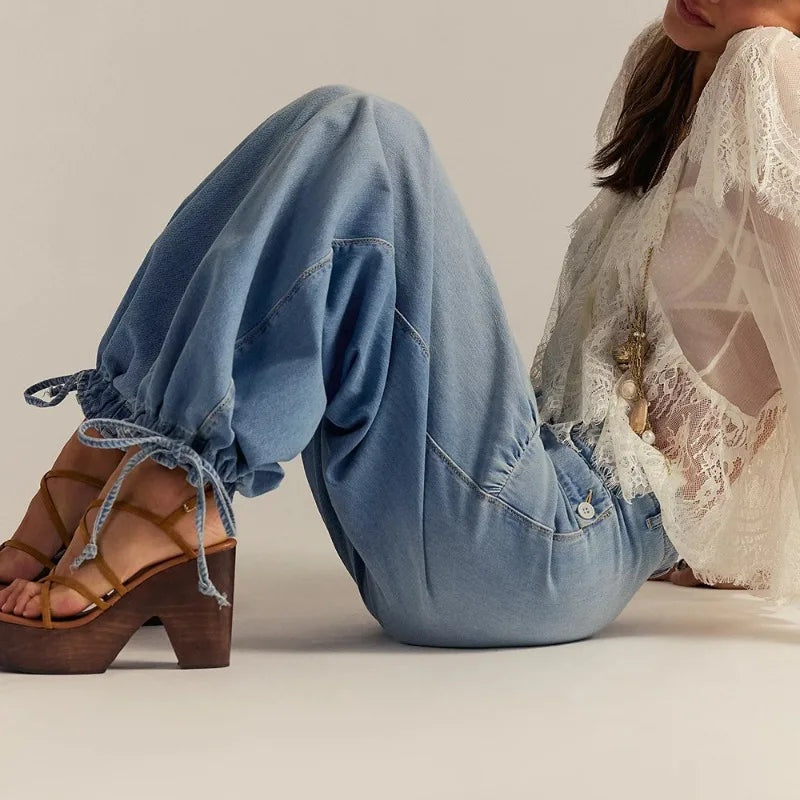 Denim harem jogger dames – Santi