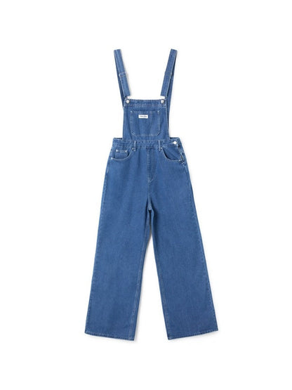 Denim tuinbroek met wijde pijpen en verstelbare bandjes