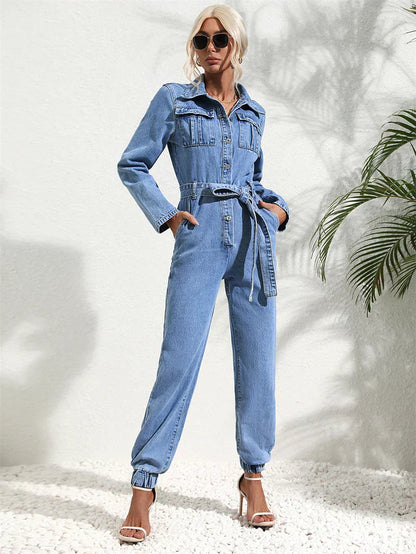 Selora Denim Utility Jumpsuit Dames