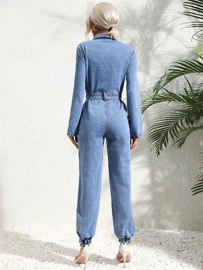 Selora Denim Utility Jumpsuit Dames