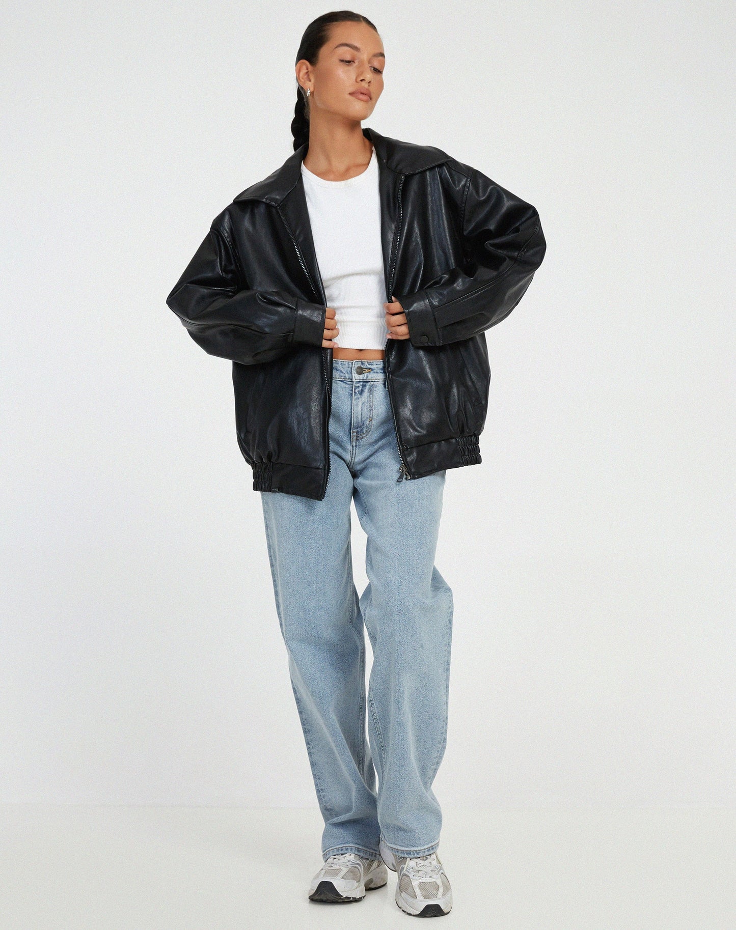 Donna Herfstzachte Leatherlook Oversized Jacket
