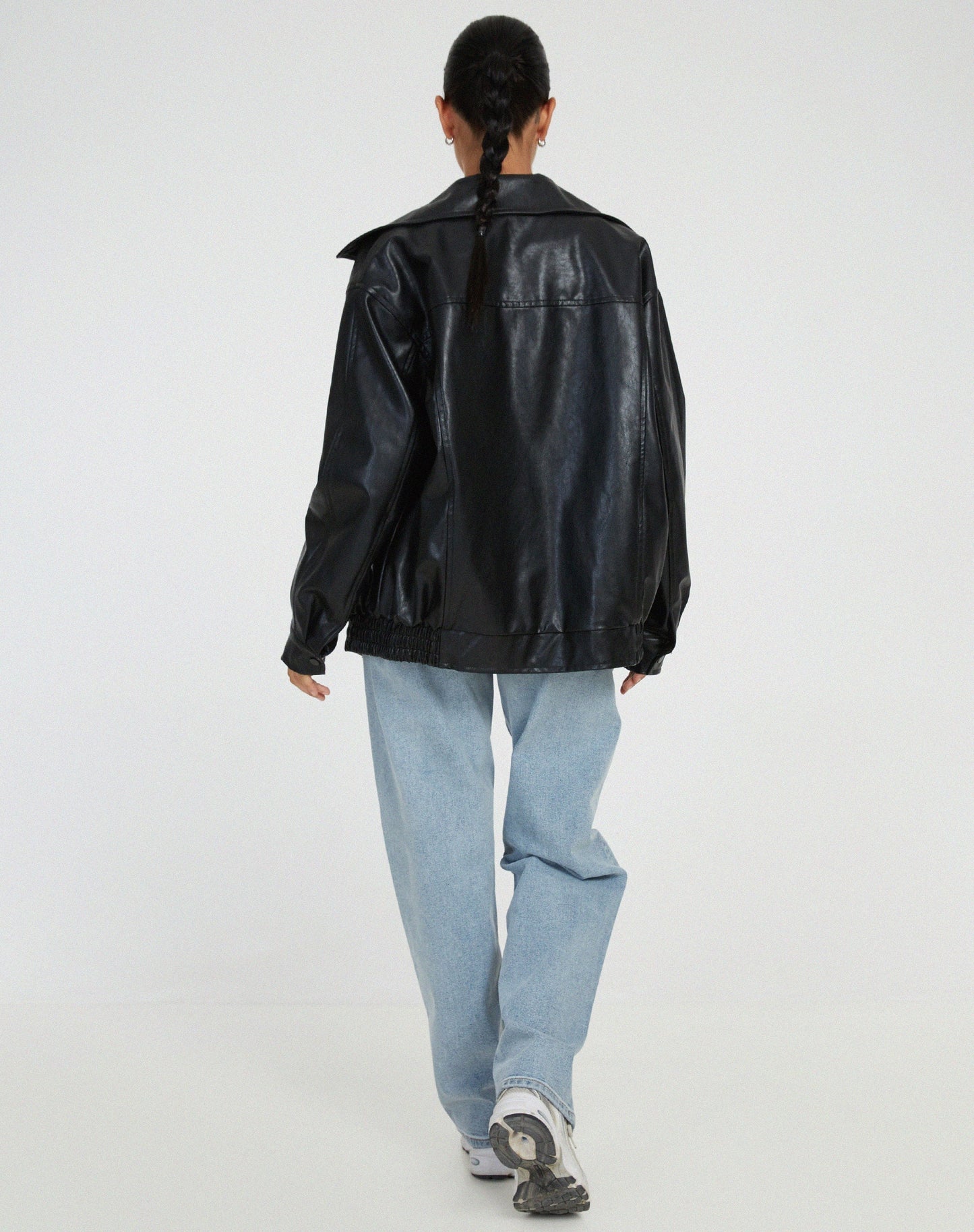 Donna Herfstzachte Leatherlook Oversized Jacket